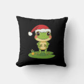 Cute Cartoon Frog Character Wearing a Santa Hat on Kussen (Voorkant)