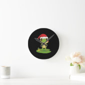 Cute Cartoon Frog Character Wearing a Santa Hat on Ronde Klok (Huis)