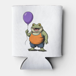 Cute Cartoon Frog Holding Purple Balloon Blikjeskoeler