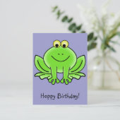 Cute Cartoon Frog Hoppy Birthday Funny Greeting Briefkaart (Staand voorkant)