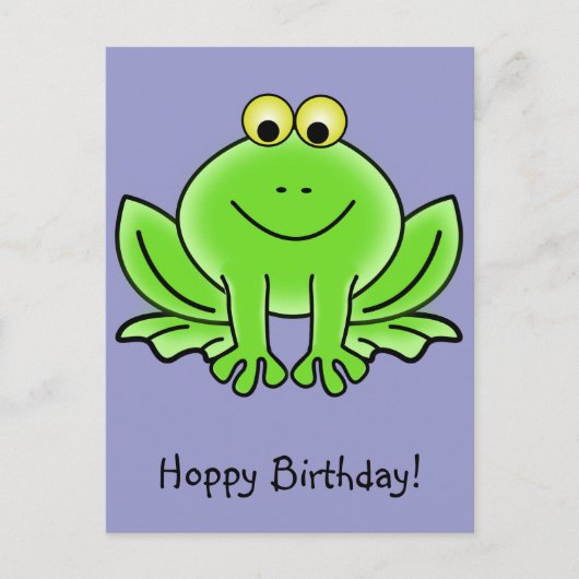 Cute Cartoon Frog Hoppy Birthday Funny Greeting Briefkaart (Voorkant)
