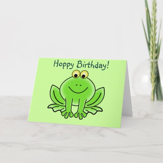 Cute Cartoon Frog Hoppy Birthday Funny Greeting Kaart (Voorkant)