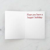 Cute Cartoon Frog Hoppy Birthday Funny Greeting Kaart (Binnen)