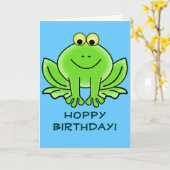 Cute Cartoon Frog Hoppy Birthday Funny Greeting Kaart (Gele Bloem)