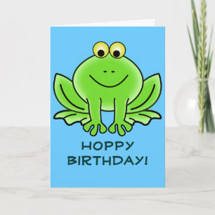 Cute Cartoon Frog Hoppy Birthday Funny Greeting Kaart