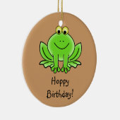 Cute Cartoon Frog Hoppy Birthday Funny Greeting Keramisch Ornament (Rechts)