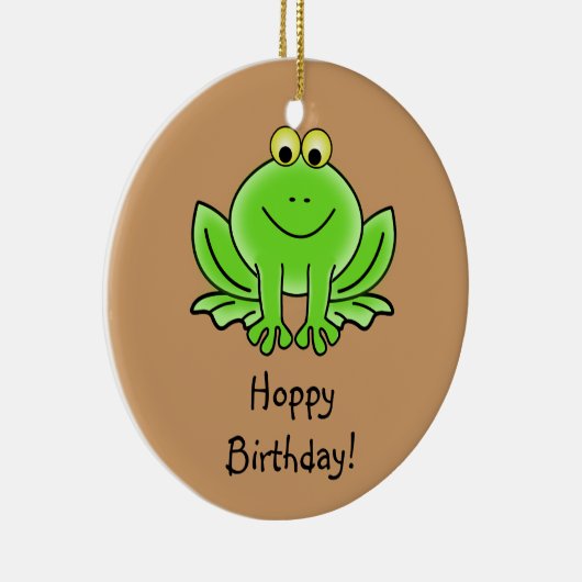 Cute Cartoon Frog Hoppy Birthday Funny Greeting Keramisch Ornament (Rechts)