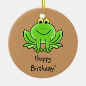 Cute Cartoon Frog Hoppy Birthday Funny Greeting Keramisch Ornament (Voorkant)