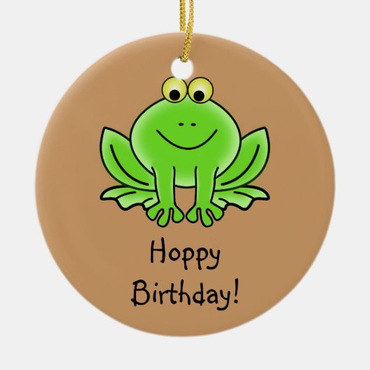 Cute Cartoon Frog Hoppy Birthday Funny Greeting Keramisch Ornament (Voorkant)