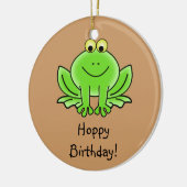 Cute Cartoon Frog Hoppy Birthday Funny Greeting Keramisch Ornament (Links)