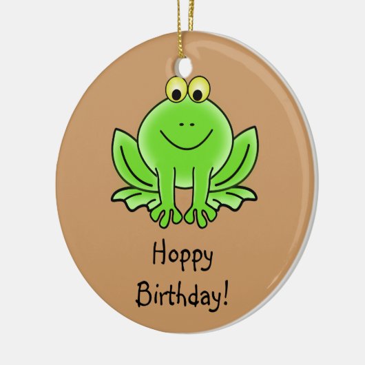 Cute Cartoon Frog Hoppy Birthday Funny Greeting Keramisch Ornament (Links)