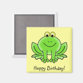 Cute Cartoon Frog Hoppy Birthday Funny Greeting Magneet (Voorkant / Achterkant)