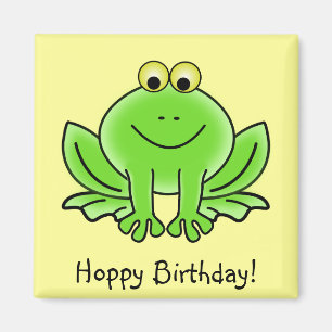 Cute Cartoon Frog Hoppy Birthday Funny Greeting Magneet