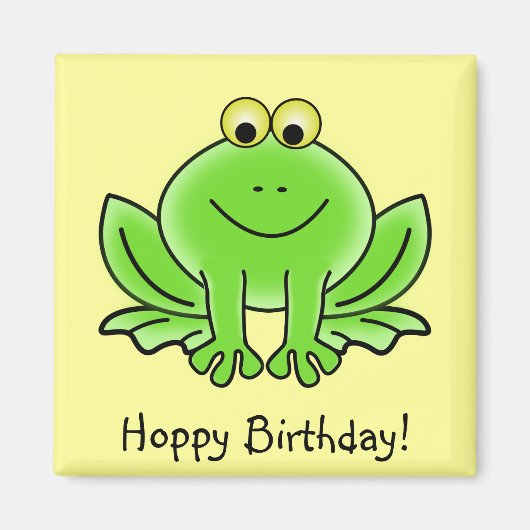 Cute Cartoon Frog Hoppy Birthday Funny Greeting Magneet (Voorkant)