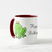Cute Cartoon Frog Hoppy Birthday Funny Greeting Mok (Voorkant links)