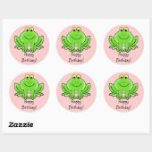 Cute Cartoon Frog Hoppy Birthday Funny Greeting Ronde Sticker (Vel)