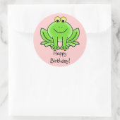 Cute Cartoon Frog Hoppy Birthday Funny Greeting Ronde Sticker (Tas)