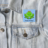Cute Cartoon Frog Hoppy Birthday Funny Greeting Vierkante Button 5,1 Cm (In situ)
