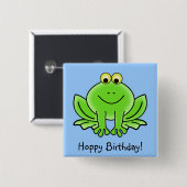 Cute Cartoon Frog Hoppy Birthday Funny Greeting Vierkante Button 5,1 Cm (Voorkant /achterkant)