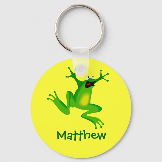 Cute Cartoon Frog Personalised Name Gift Sleutelhanger (Voorkant)
