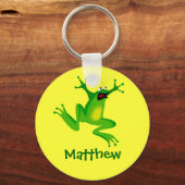 Cute Cartoon Frog Personalised Name Gift Sleutelhanger (Voorkant)