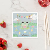 Cute Cartoon Frog Pond Birthday Party Servet (Insitu)