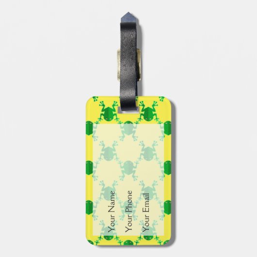 Cute Cartoon Frogs Bagagelabel (Achterkant verticaal)