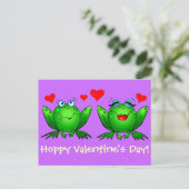 Cute Cartoon Frogs Briefkaart Hoppy Valentijnsdag (Staand voorkant)