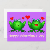 Cute Cartoon Frogs Briefkaart Hoppy Valentijnsdag (Voorkant / Achterkant)