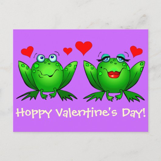 Cute Cartoon Frogs Briefkaart Hoppy Valentijnsdag (Voorkant)