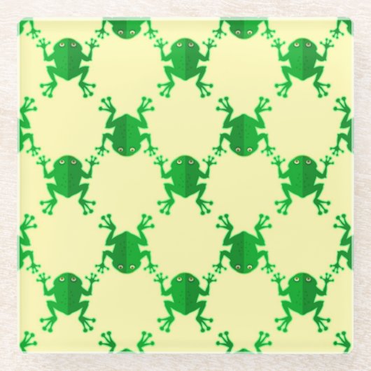 Cute Cartoon Frogs Glazen Onderzetter (Voorkant)