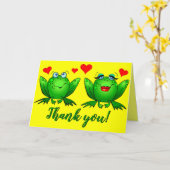 Cute Cartoon Frogs Heart Cheerful Colorful Kaart (Gele Bloem)
