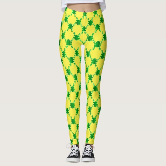 Cute Cartoon Frogs Leggings (Voorkant)