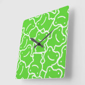 Cute Cartoon Frogs Pattern Green and White Vierkante Klok (Hoek)