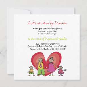 Cute Cartoon Fun Happy Family Reunion Party nodigt Kaart