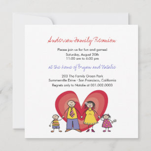 Cute Cartoon Fun Happy Family Reunion Party nodigt Kaart