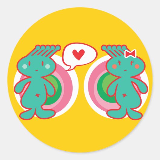 Cute Cartoon Fun Sweet Funny Funky Ronde Sticker (Voorkant)