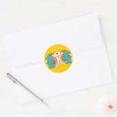 Cute Cartoon Fun Sweet Funny Funky Ronde Sticker (Envelop)