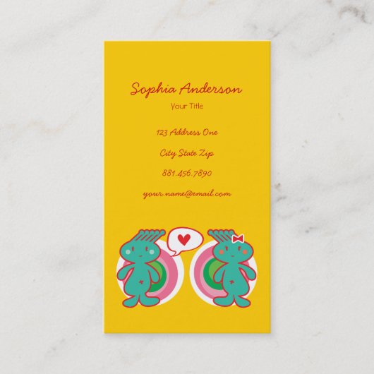 Cute Cartoon Fun Sweet Funny Funky Visitekaartje (Voorkant)