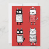 Cute Cartoon Funny Cats Lover Red Meowy Christmas  Feestdagenkaart (Voorkant)