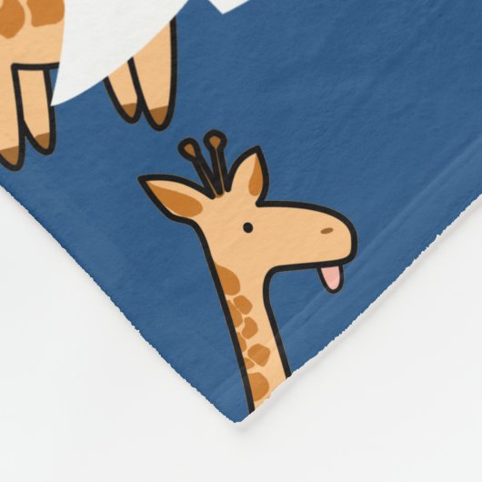 Cute Cartoon Funny Giraffe & Name in Script Fleece Deken (Hoek)