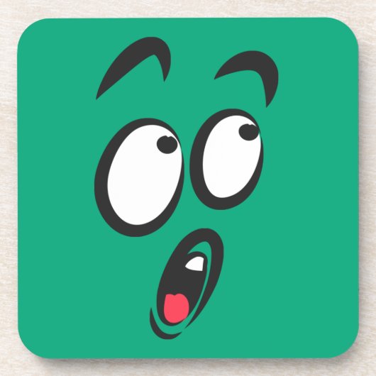 Cute Cartoon Funny Shocked Face Bier Onderzetter (Voorkant)