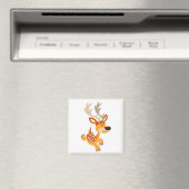 Cute Cartoon Gamboling Fallow Deer Magnet (Insitu (Vaatwasser))