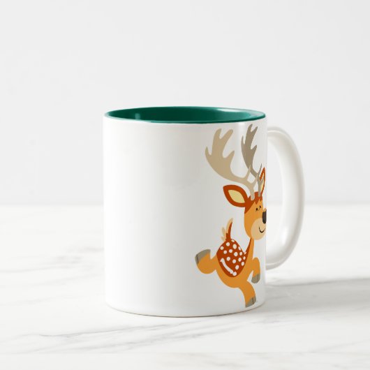 Cute Cartoon Gamboling Fallow Deer Mok (Voorkant rechts)