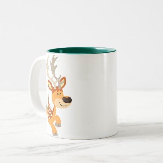 Cute Cartoon Gamboling Fallow Deer Mok (Voorkant links)