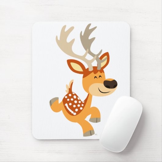 Cute Cartoon Gamboling Fallow Deer Mousepad Muismat (Met muis)