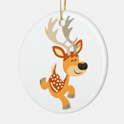 Cute Cartoon Gamboling Fallow Deer Ornament (Links)