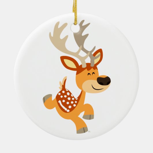 Cute Cartoon Gamboling Fallow Deer Ornament (Achterkant)