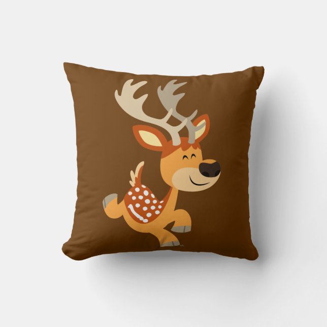 Cute Cartoon Gamboling Fallow Deer Pillow Kussen (Voorkant)