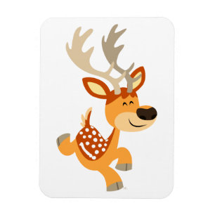 Cute Cartoon Gamboling Fallow Deer Premium Magnet Magneet